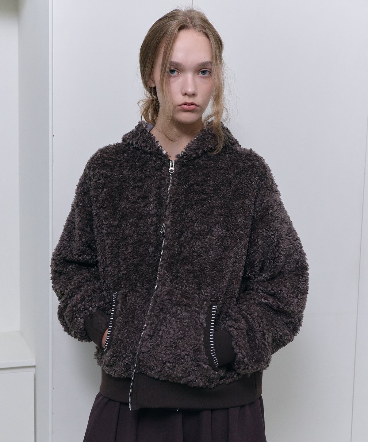 디어스토커(DEARSTALKER) Rowan Teddy Hood Jumper - Brown