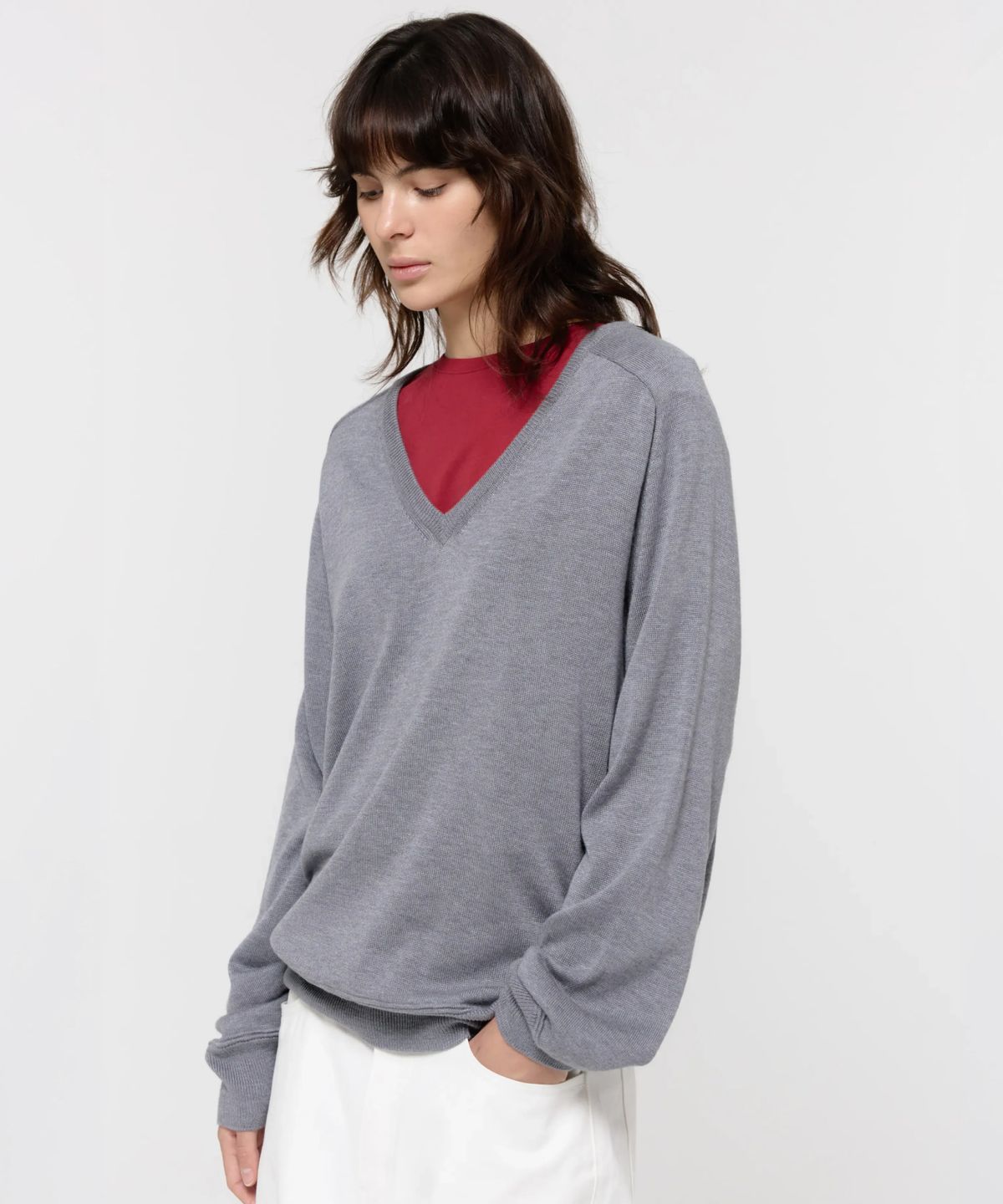 지비에이치 어패럴(GBH APPAREL) LOOSE V-NECK KNIT / GREY