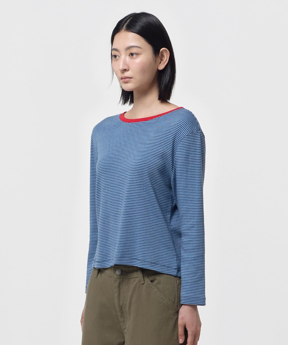 지비에이치 어패럴(GBH APPAREL) MID SLEEVE STRIPE TOP / BLUE