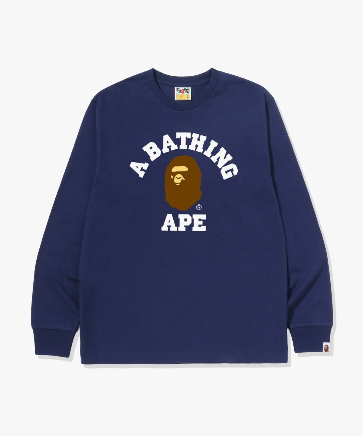 베이프(BAPE) 콜리지 롱슬리브 티셔츠(M) NAVY