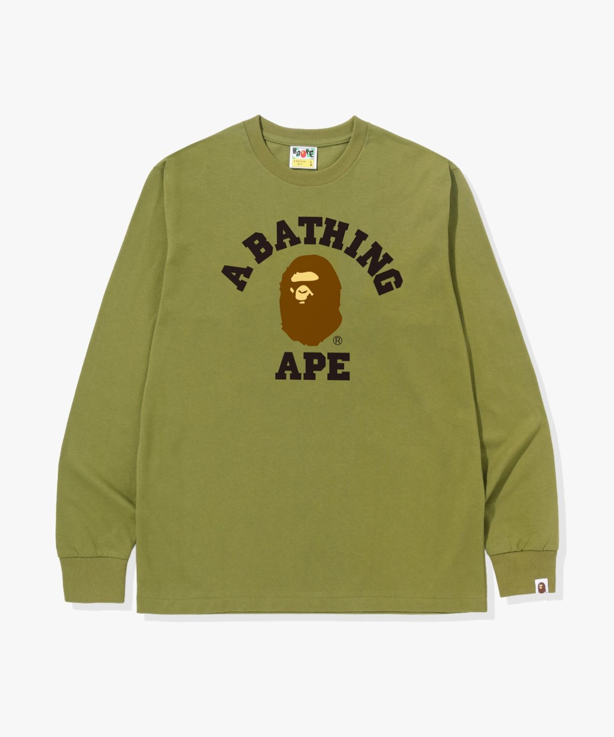 베이프(BAPE) 콜리지 롱슬리브 티셔츠(M) OLIVEDRAB