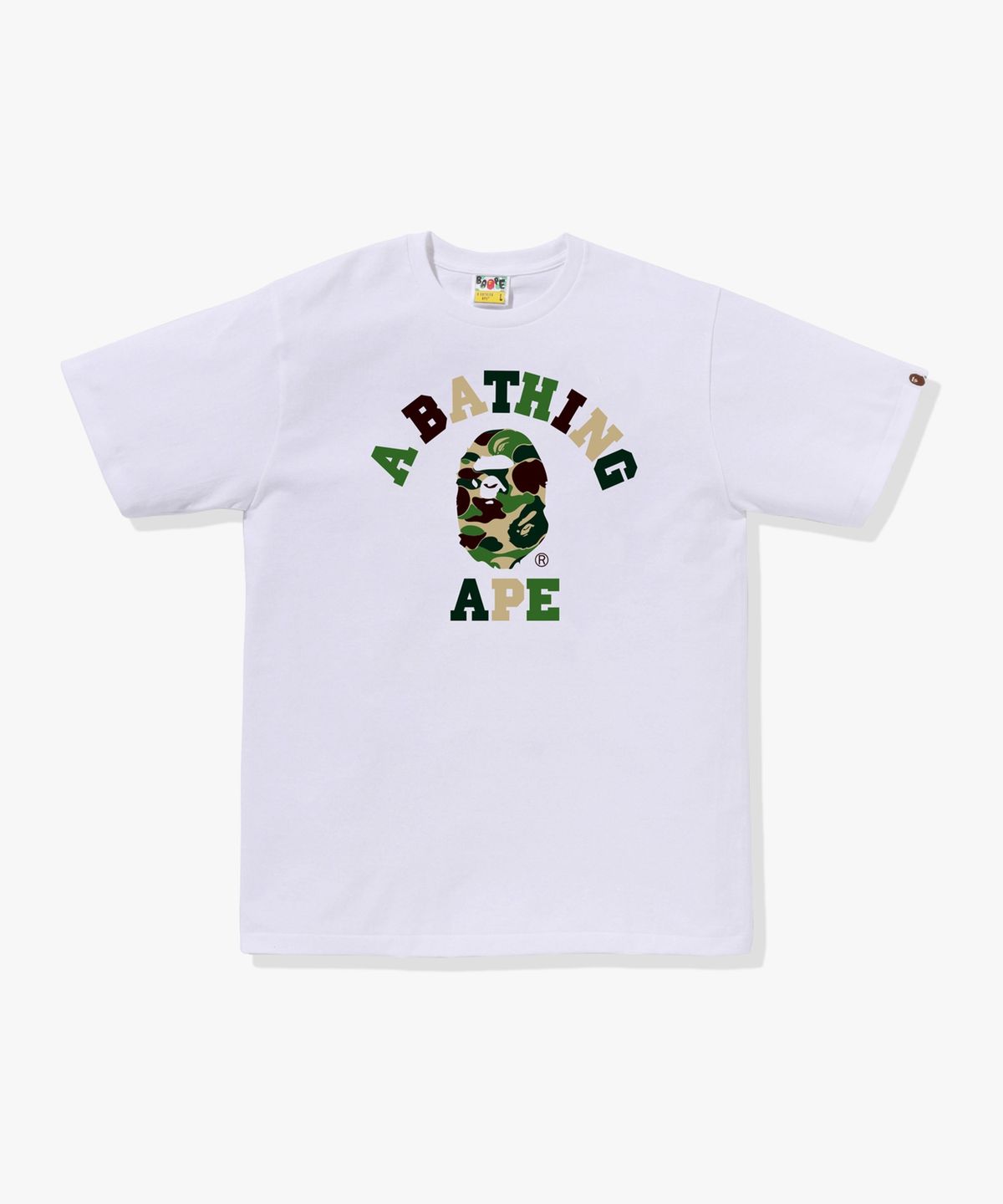 베이프(BAPE) ABC 카모 콜리지 티셔츠(M) WHITE/GREEN