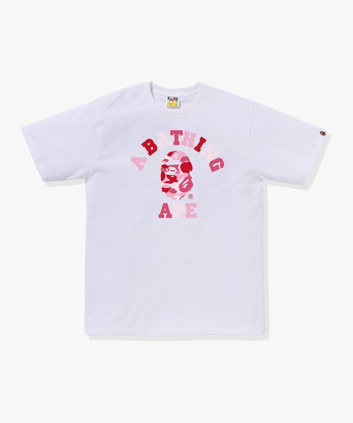 베이프(BAPE) ABC 카모 콜리지 티셔츠(M) WHITE/PINK