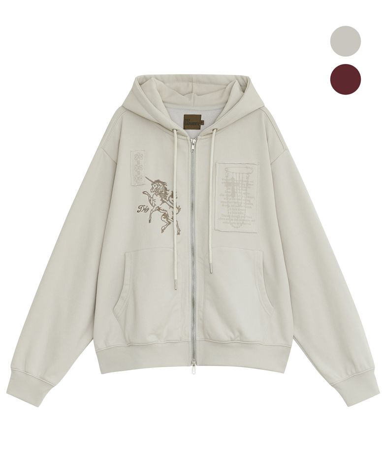 PATCH GRAPHIC HOOD ZIP-UP [2COLOR]