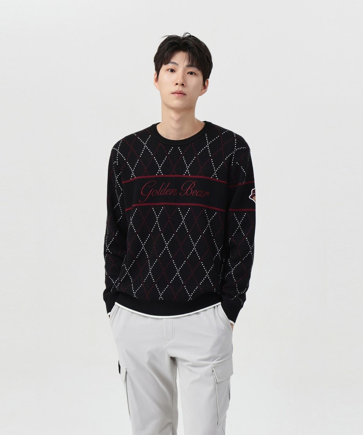 골든베어(GOLDEN BEAR) (남성) Argyle Crewneck Sweater G4WAW26001BKX