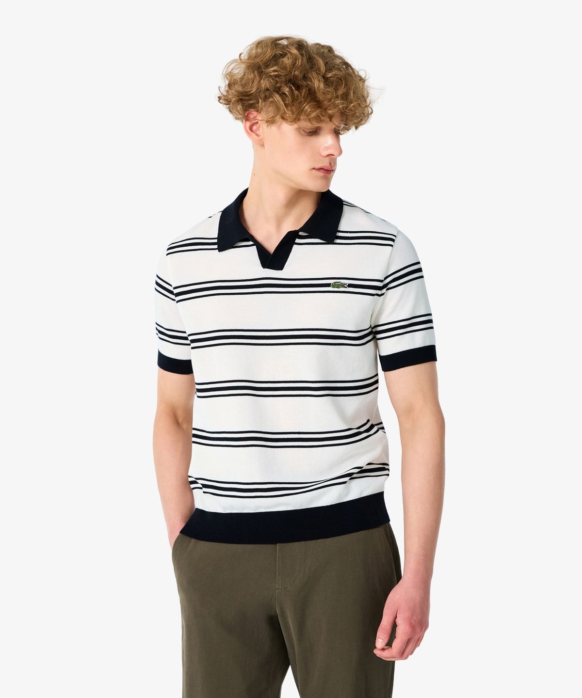 라코스테(LACOSTE) 남성 멀티 스트라이프 반팔 스웨터 폴로 셔츠 PH288E-56N 166