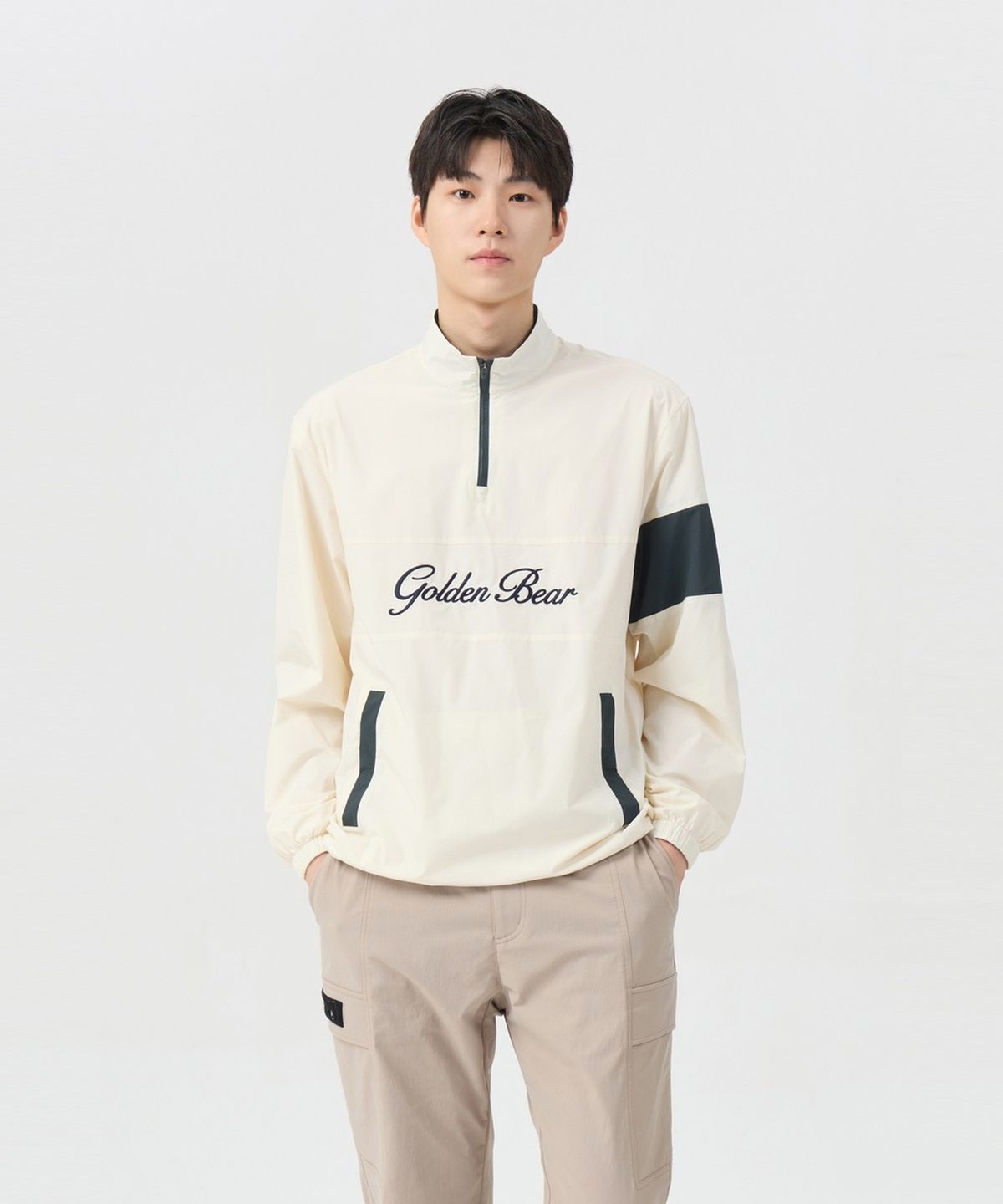 골든베어(GOLDEN BEAR) (남성) Woven Lined Half-Zip Pullover G4TAW26007IVX