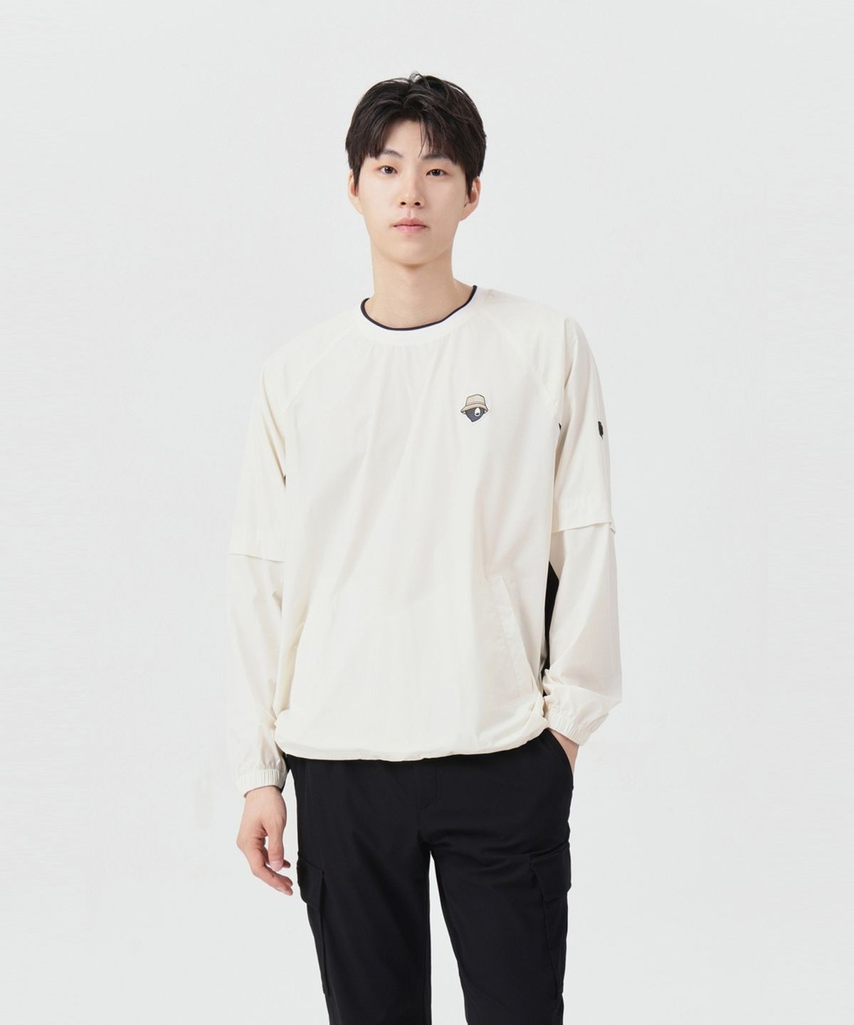 골든베어(GOLDEN BEAR) (남성) Crewneck Mesh Lined Woven Pullover G4TAW26006IVX