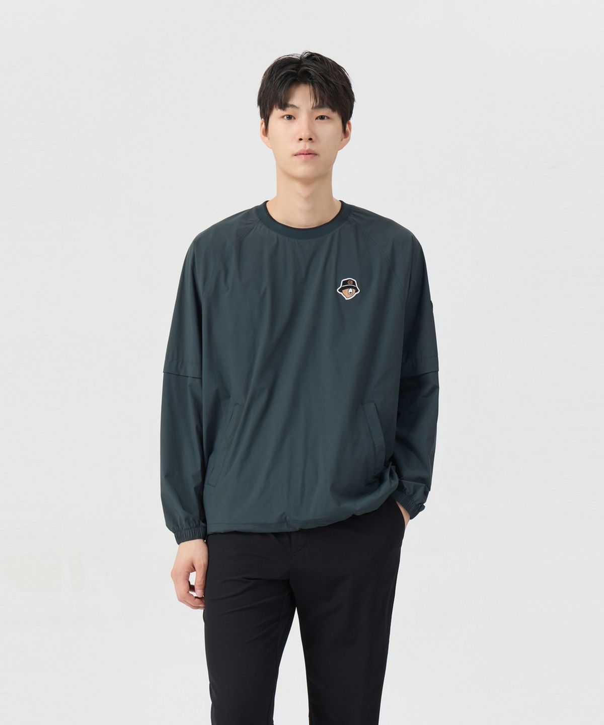 골든베어(GOLDEN BEAR) (남성) Crewneck Mesh Lined Woven Pullover G4TAW26006GRX