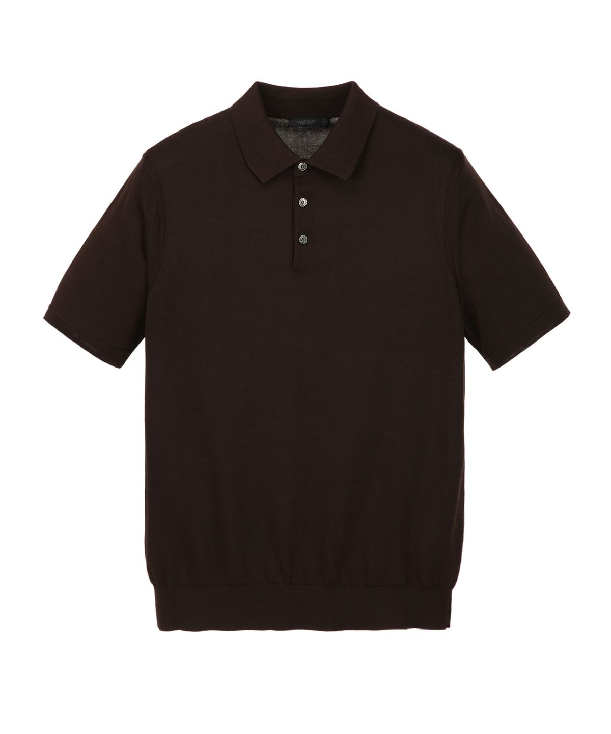질스튜어트뉴욕 맨(JILLSTUART NEWYORK MEN) [ITALY YARN] 실크코튼 카라 반팔 니트 - 다크브라운 (JNSW6C001W3)