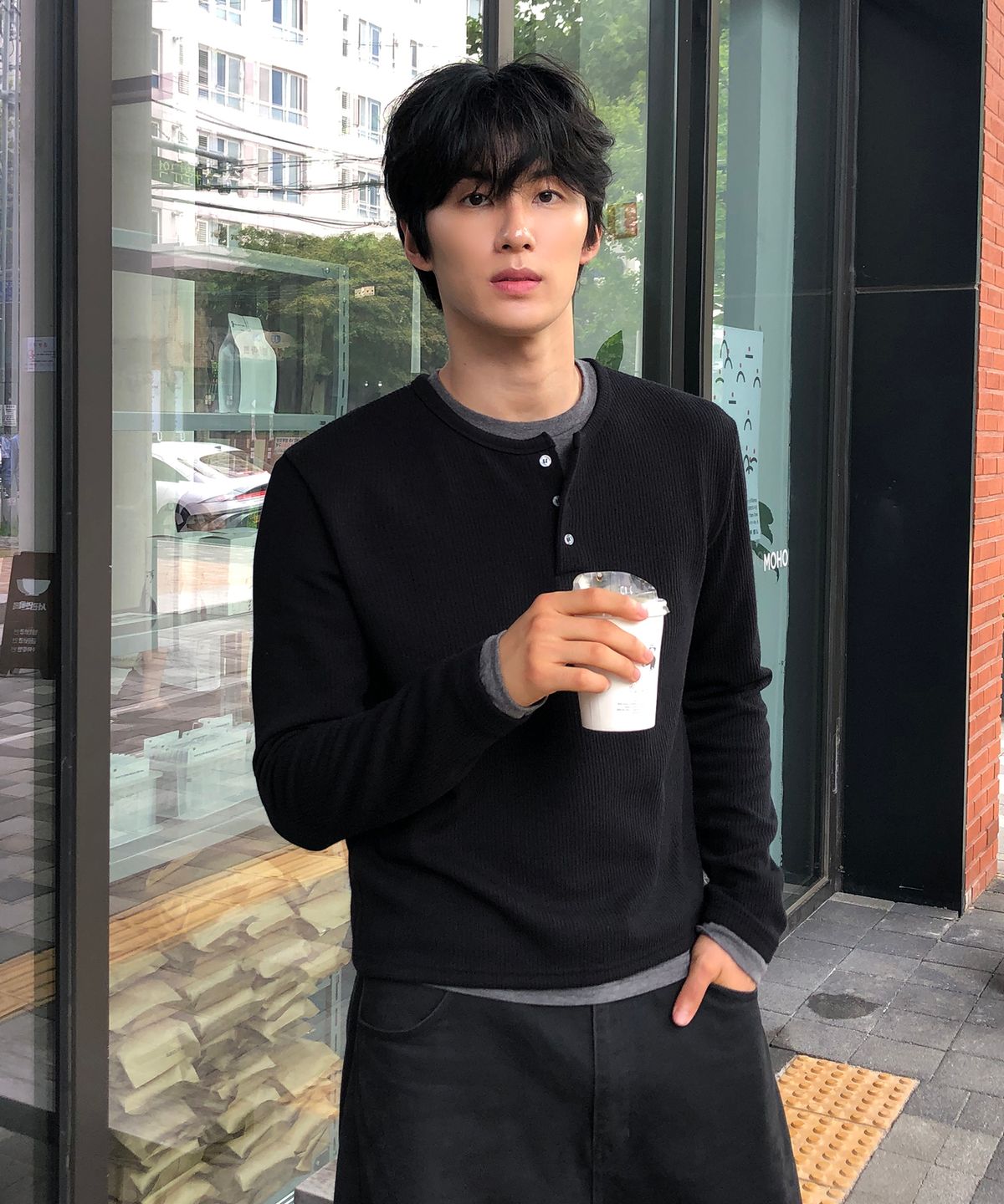 데이(THEY) 레이어드 골지 헨리넥 티셔츠_4 COLOR