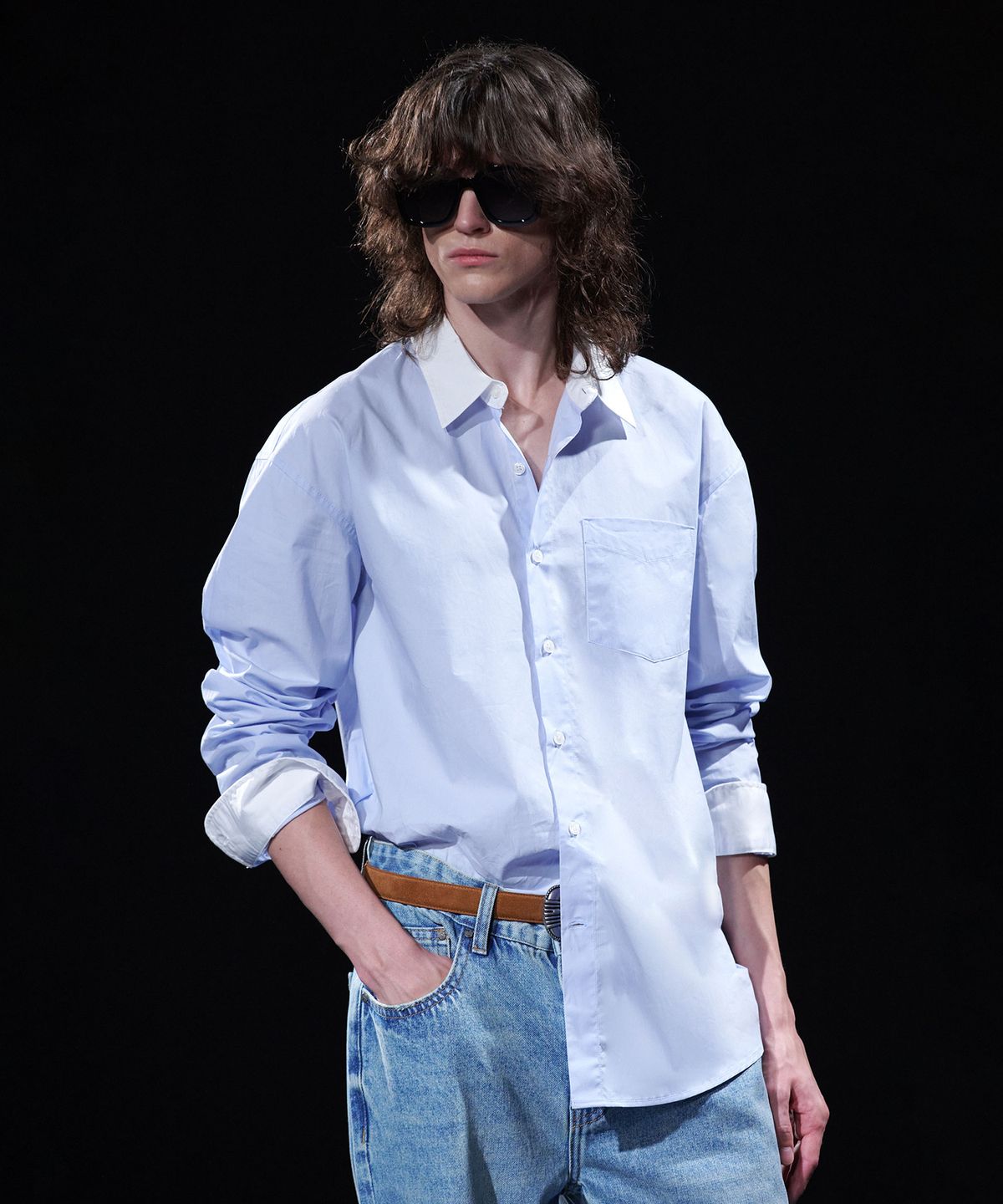 테이크이지(TAKEASY) [DMD] VEIL SL SHIRT - Sky Blue