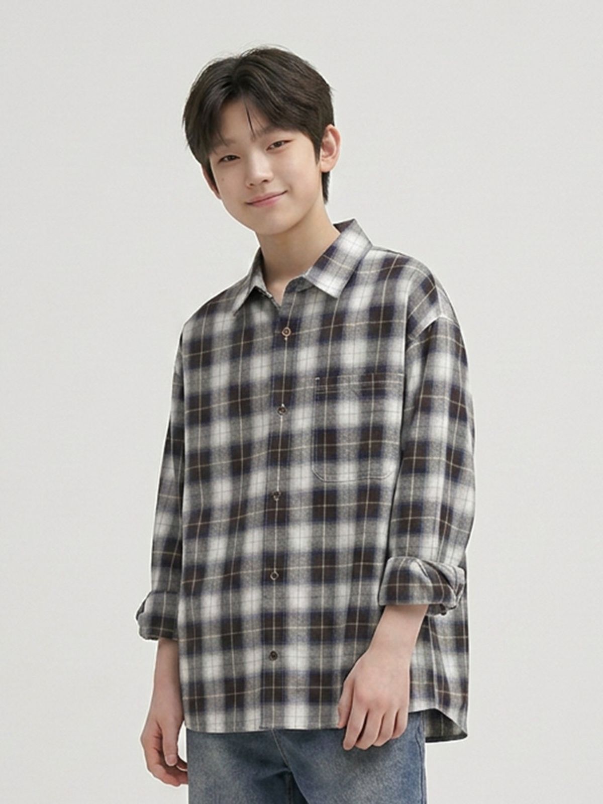 행텐 틴즈(HANGTEN TEENS) 틴즈 얀다잉 코튼 체크 셔츠_185(14580-020-601-09)