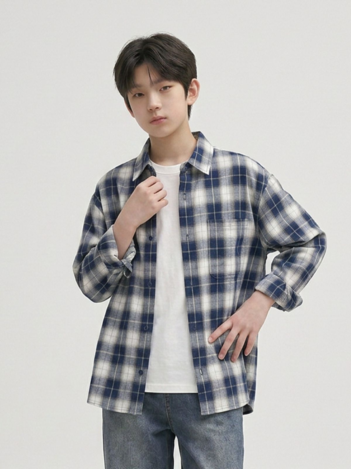 행텐 틴즈(HANGTEN TEENS) 틴즈 얀다잉 코튼 체크 셔츠_277(14580-020-601-09)