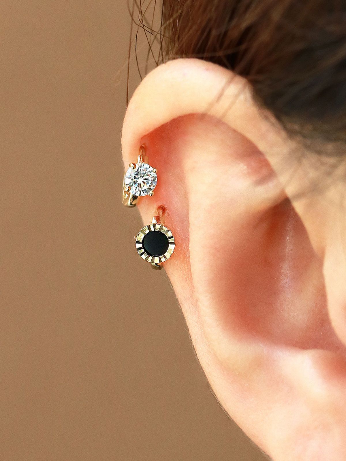미니멀피어싱(MINIMALPIERCING) 14K 큐빅 링피어싱 원터치 링귀걸이
