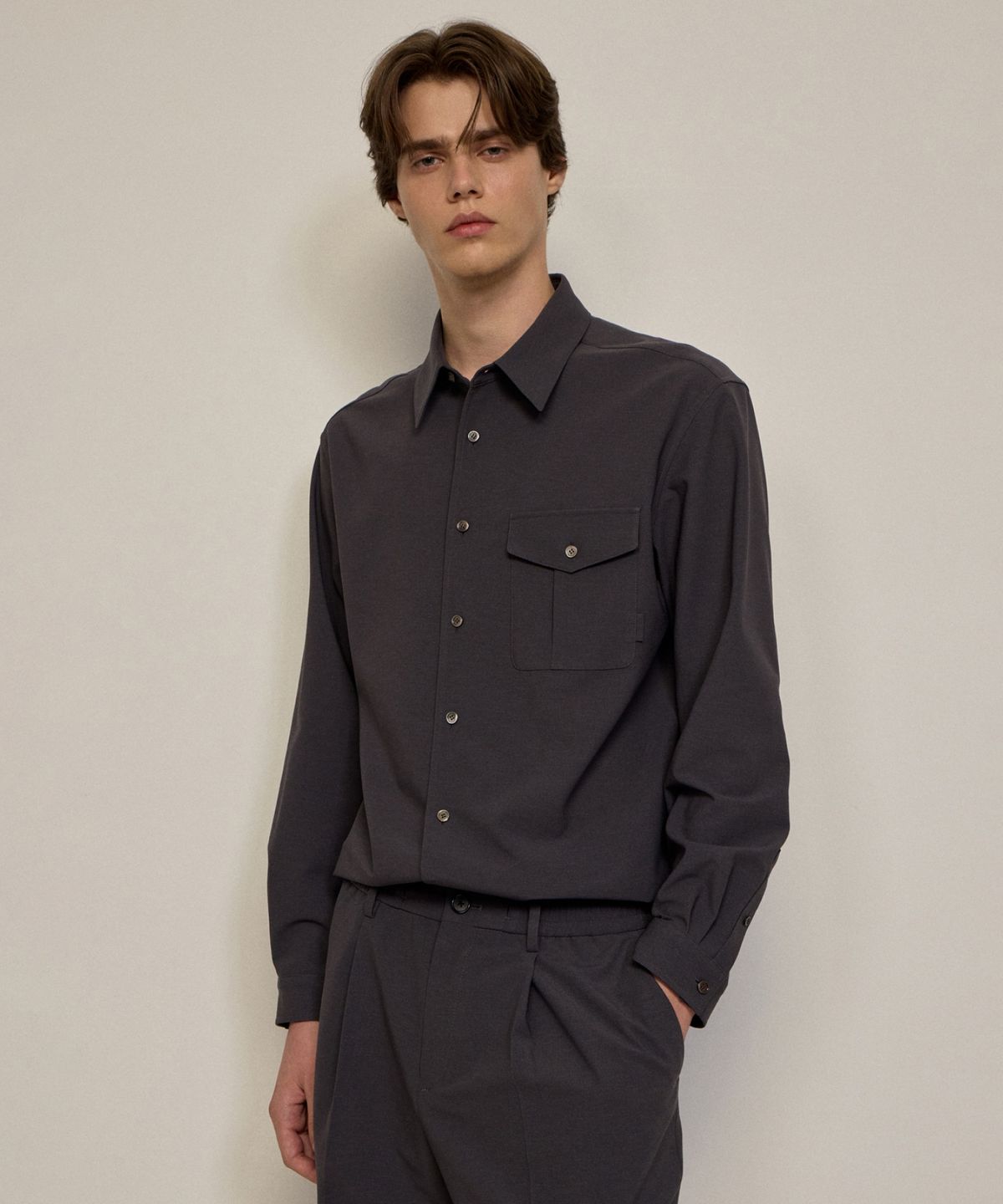 질스튜어트뉴욕 맨(JILLSTUART NEWYORK MEN) [360SERIES] 셋업 셔켓 - 다크그레이 (JNSH6C085G3)