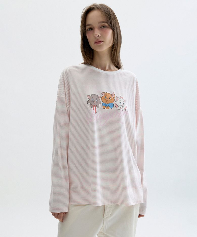 [26FW clove] Aristocats_Stripe T-Shirt (Pink)