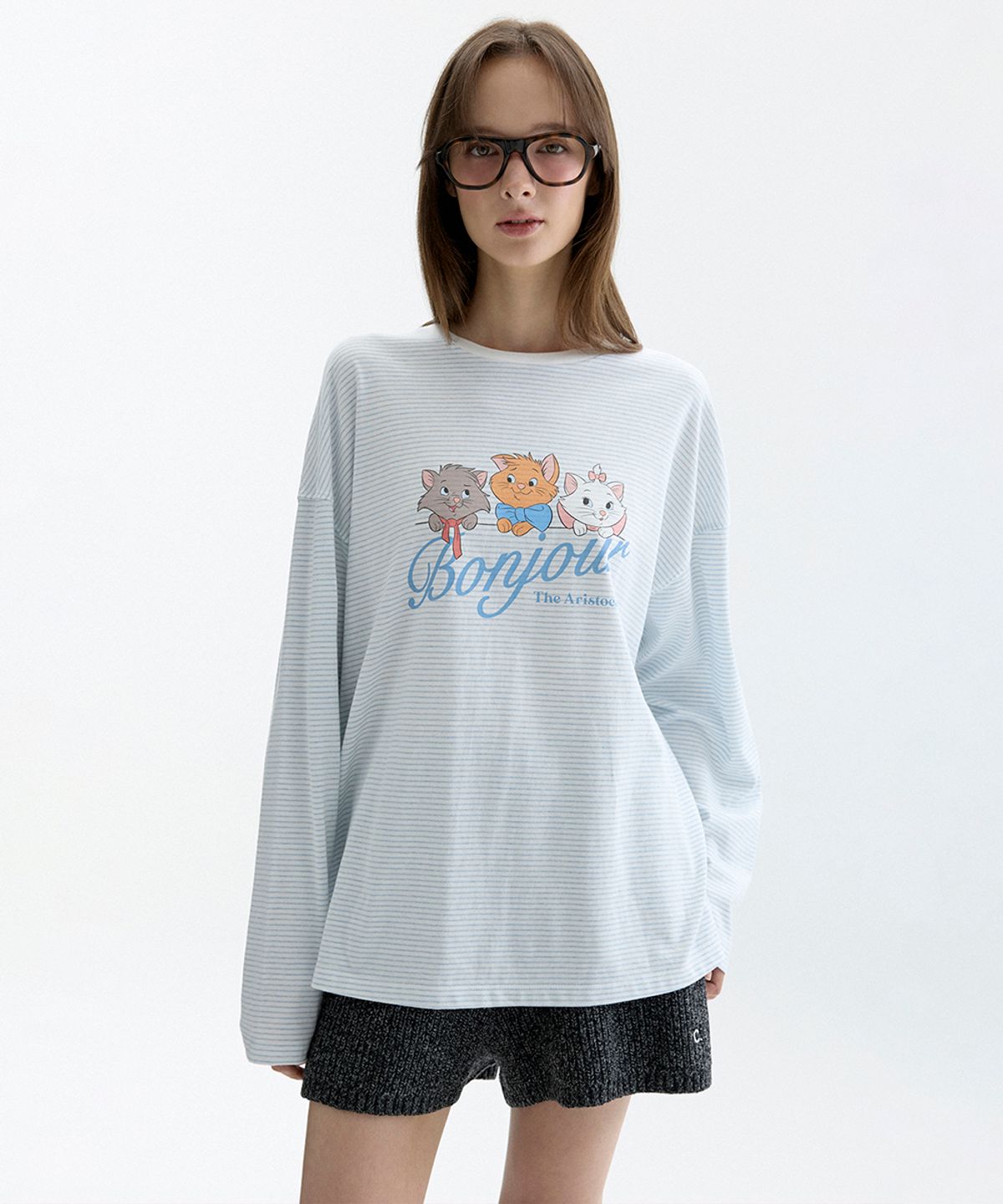 클로브(CLOVE) [26FW clove] Aristocats_Stripe T-Shirt (Light Blue)