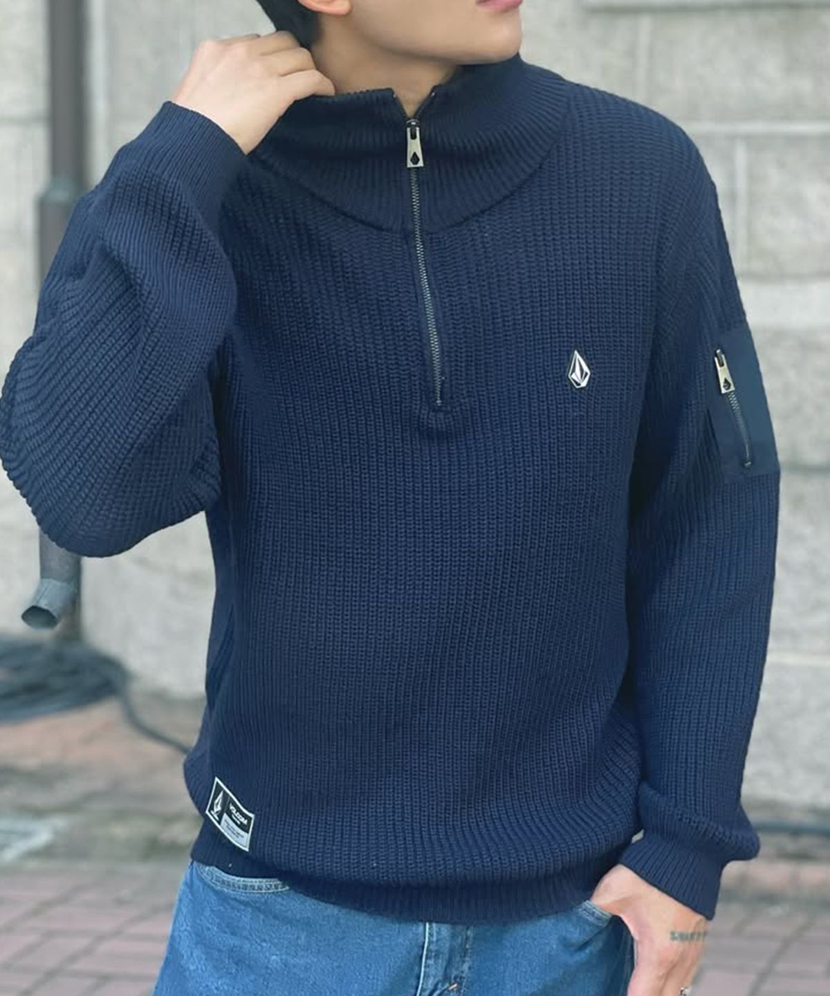 볼컴(VOLCOM) 브릭 라운지 니트 하프 집업(네이비)