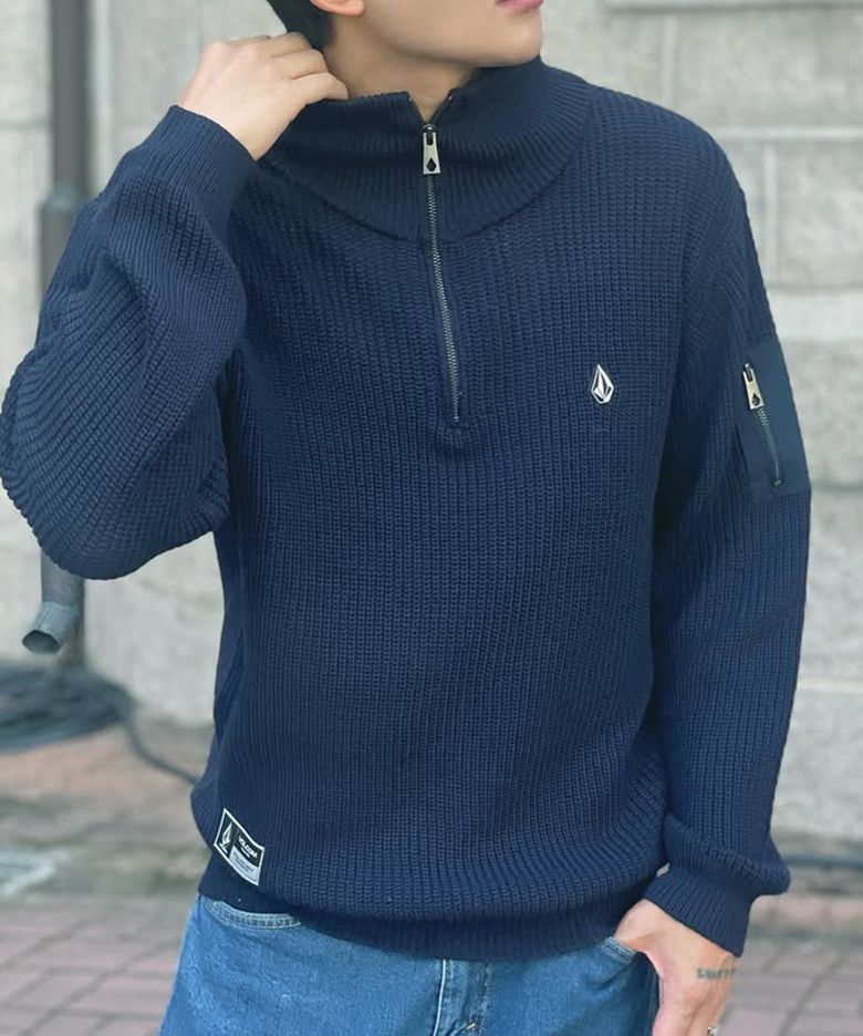 브릭 라운지 니트 하프 집업(네이비)