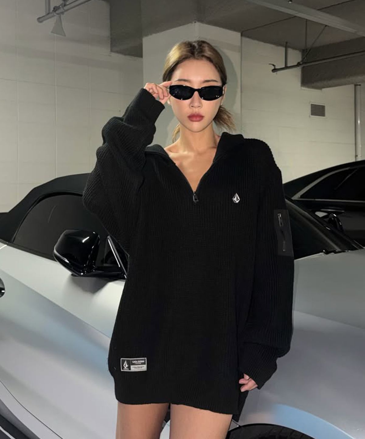 볼컴(VOLCOM) 브릭 라운지 니트 하프 집업(블랙)