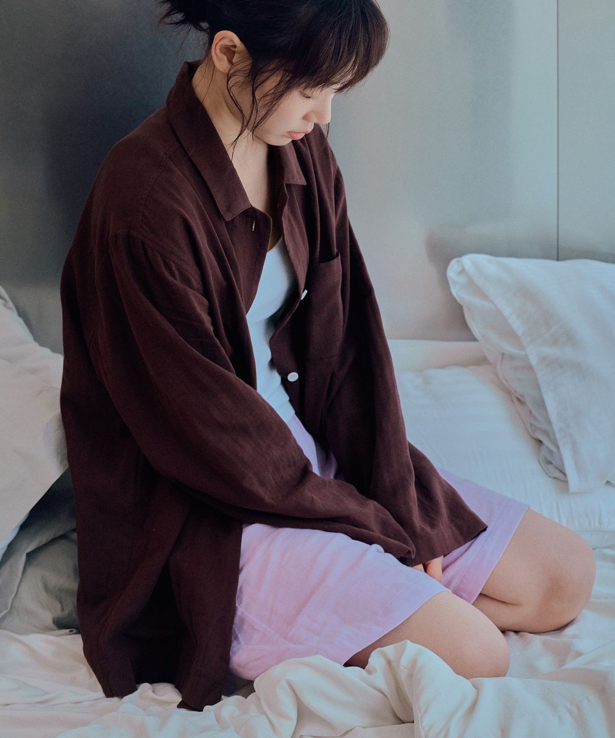 나우(nau) 코토니 파자마 세트_Half Pants (브라운핑크)