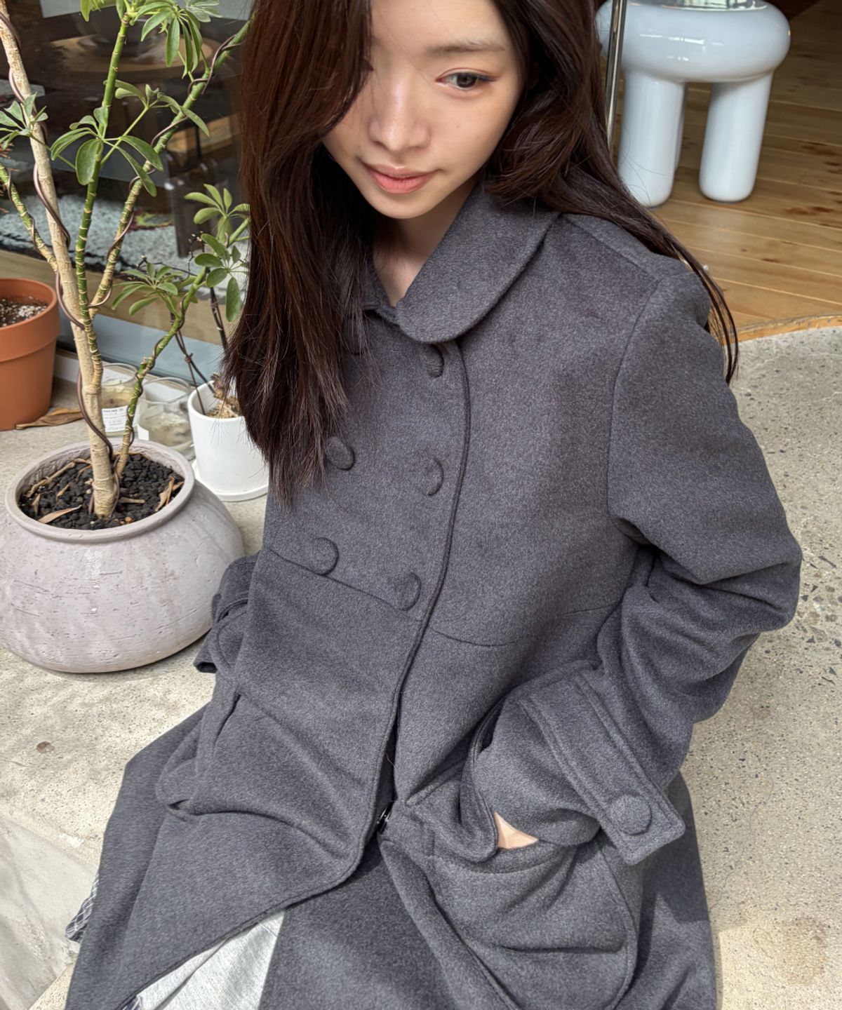 로긴 앤 로지(ROGIN N ROSIE) Double Button Midi Coat Charcoal