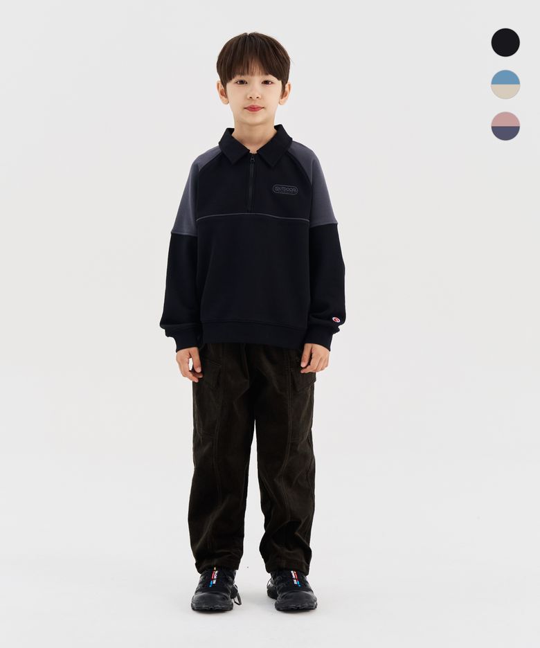 [세트상품]컬러블록 반집맨투맨+코듀로이 카고팬츠 (3color)