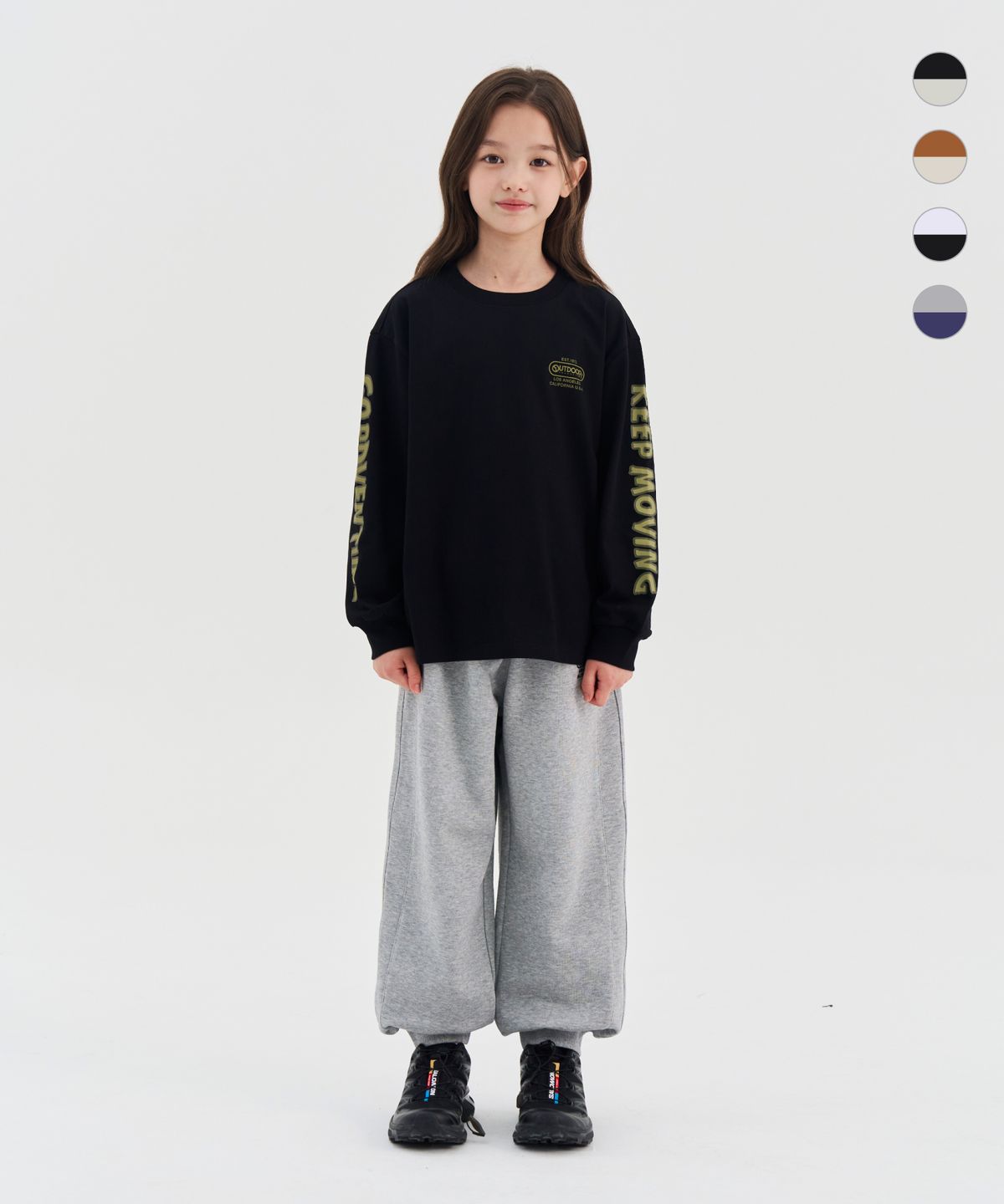 아웃도어 프로덕츠 키즈(OUTDOOR PRODUCTS KIDS) [세트상품]소매 그래픽 티셔츠+조거팬츠 (4color)