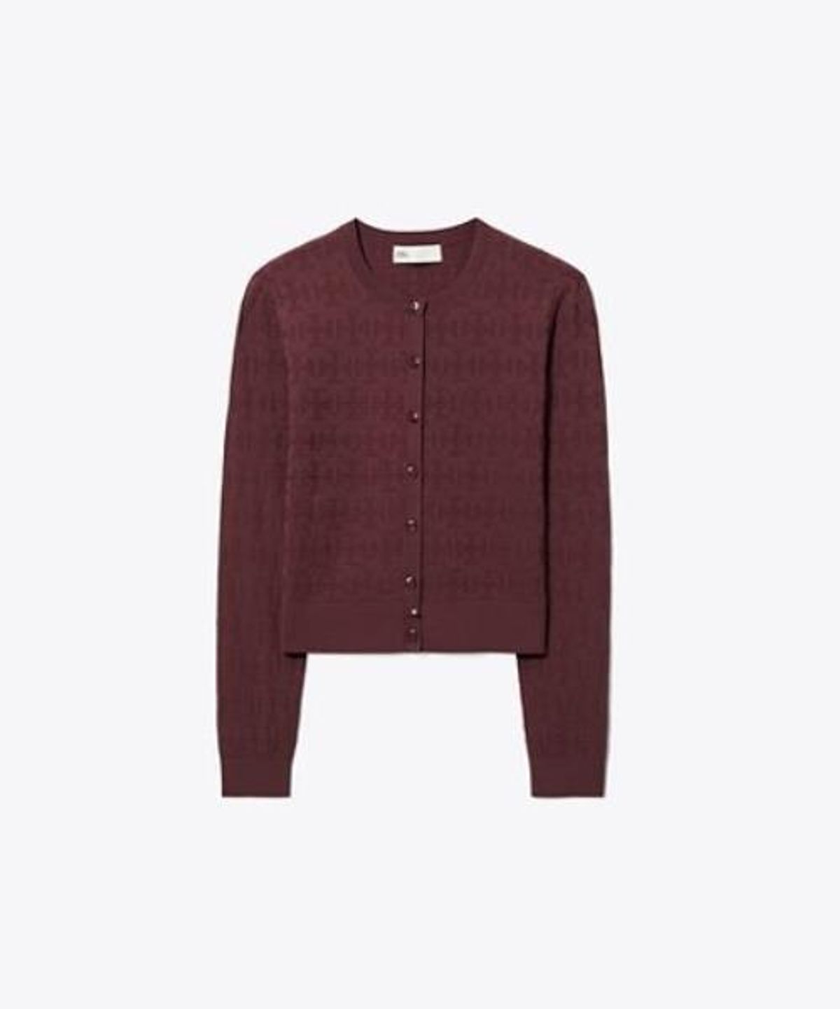 토리버치(TORYBURCH) 티 모노그램 자카드 카디건 - 마호가니