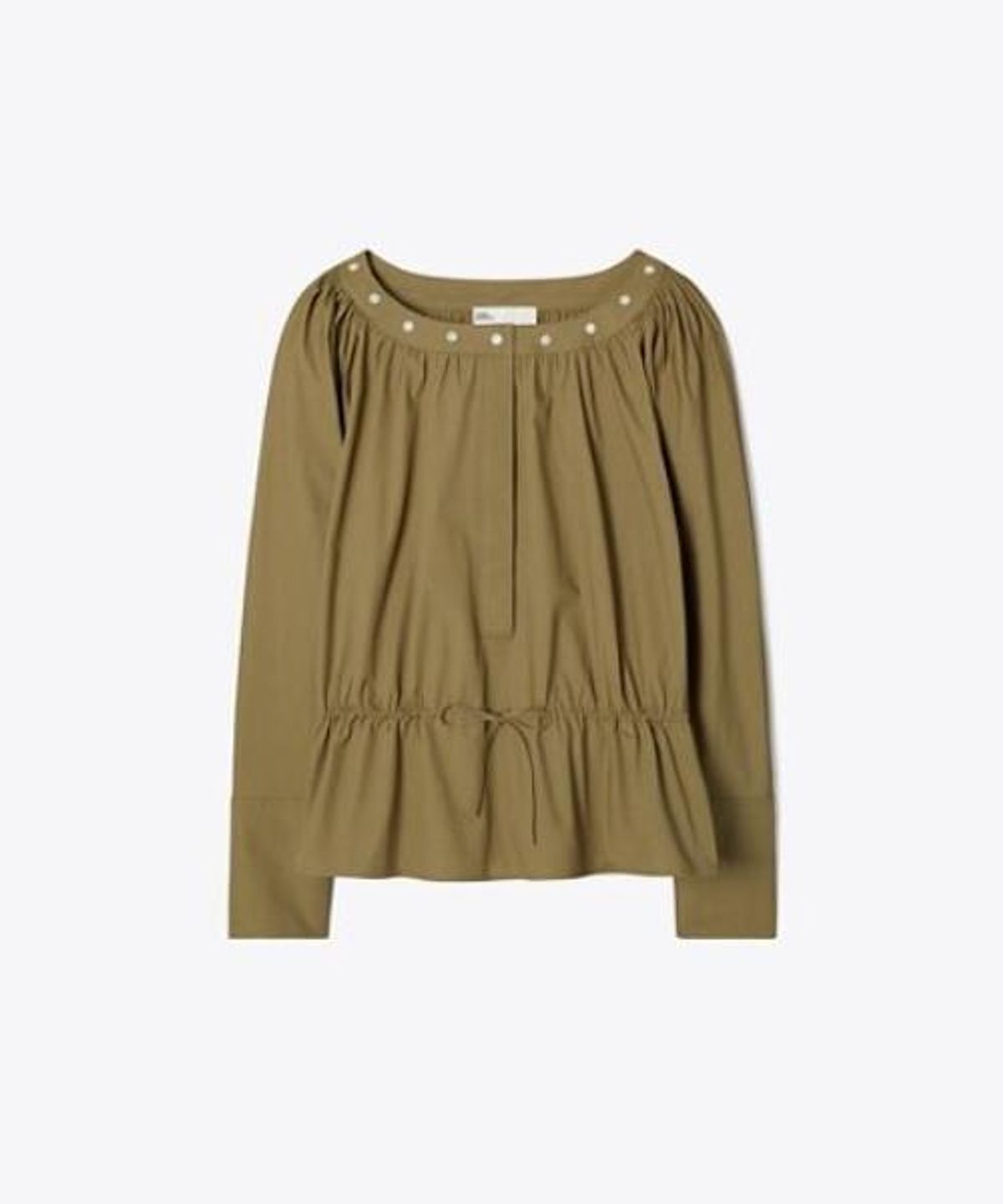 토리버치(TORYBURCH) 씬치드 코튼 포플린 탑 - 올리브