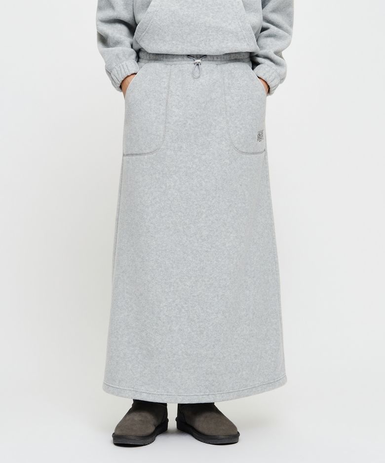 W CLASSIC LOGO LONG FLEECE SKIRT heather gray