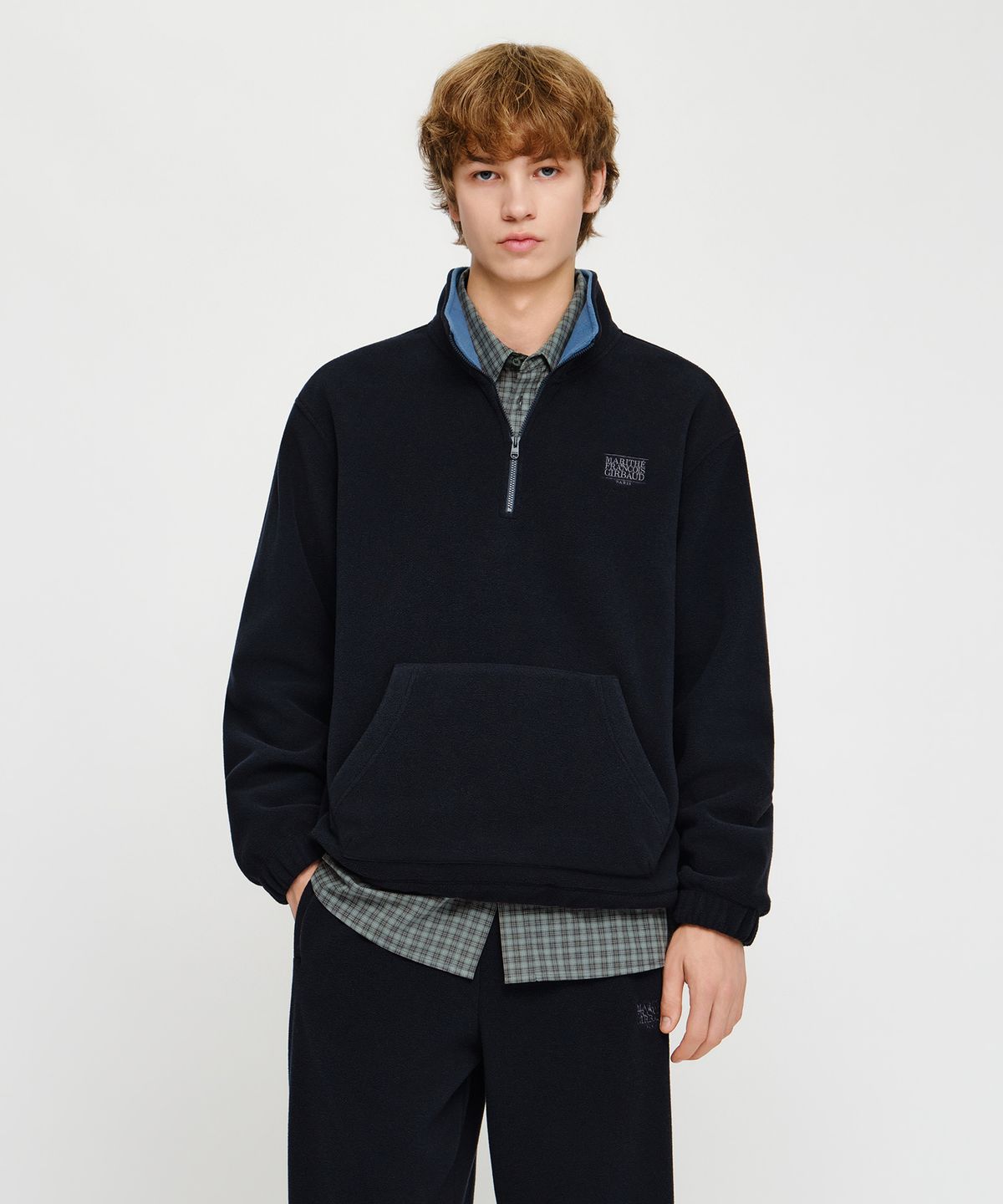 마리떼 프랑소와 저버(MARITHÉ + FRANҪOIS GIRBAUD) SMALL CLASSIC LOGO FLEECE ANORAK dark navy