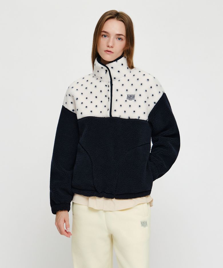 W DOODLE CLASSIC LOGO DUMBLE FLEECE ANORAK ivory