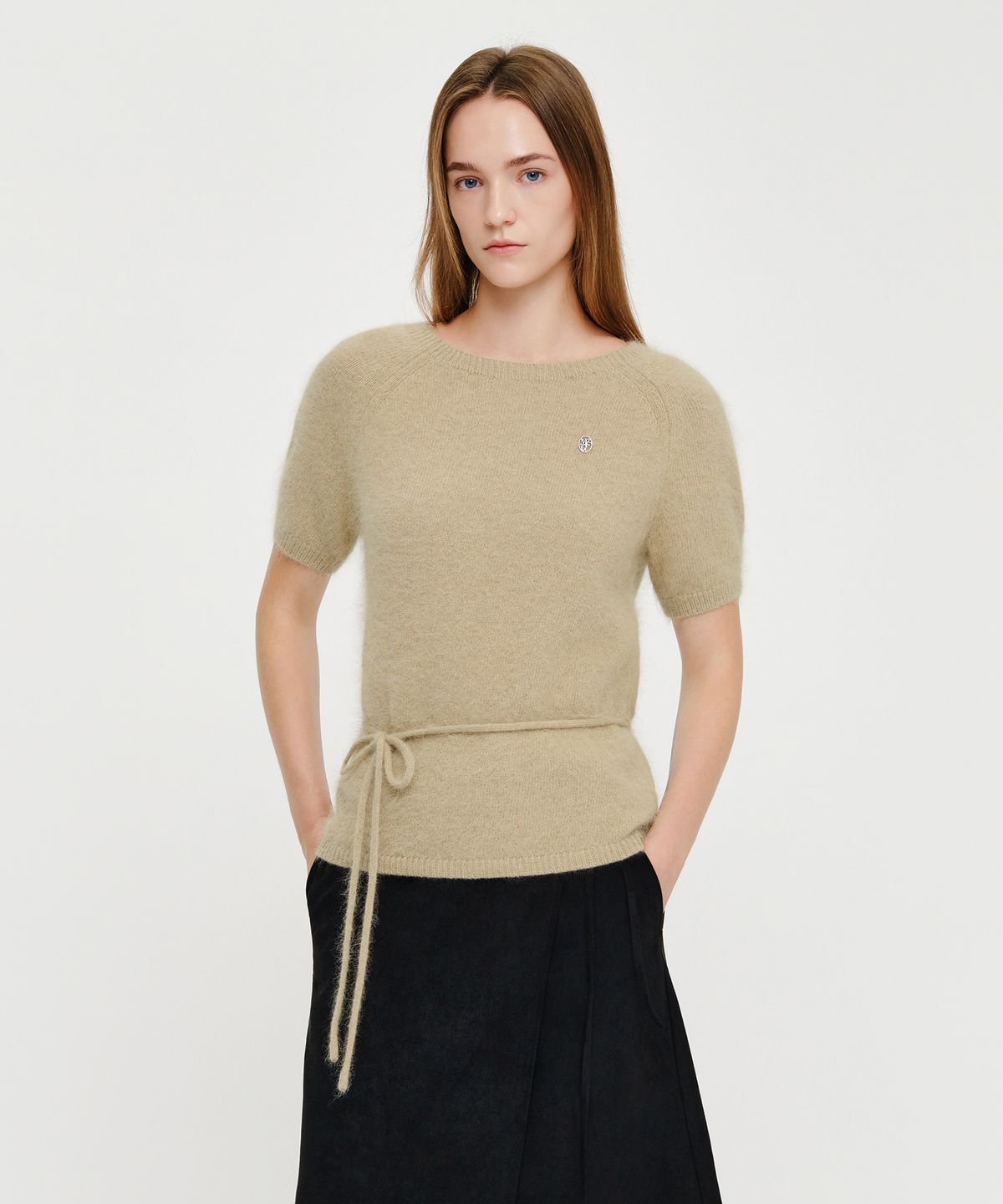 마리떼 프랑소와 저버(MARITHÉ + FRANҪOIS GIRBAUD) W PREMIUM ANGORA BOAT NECK HALF KNIT beige
