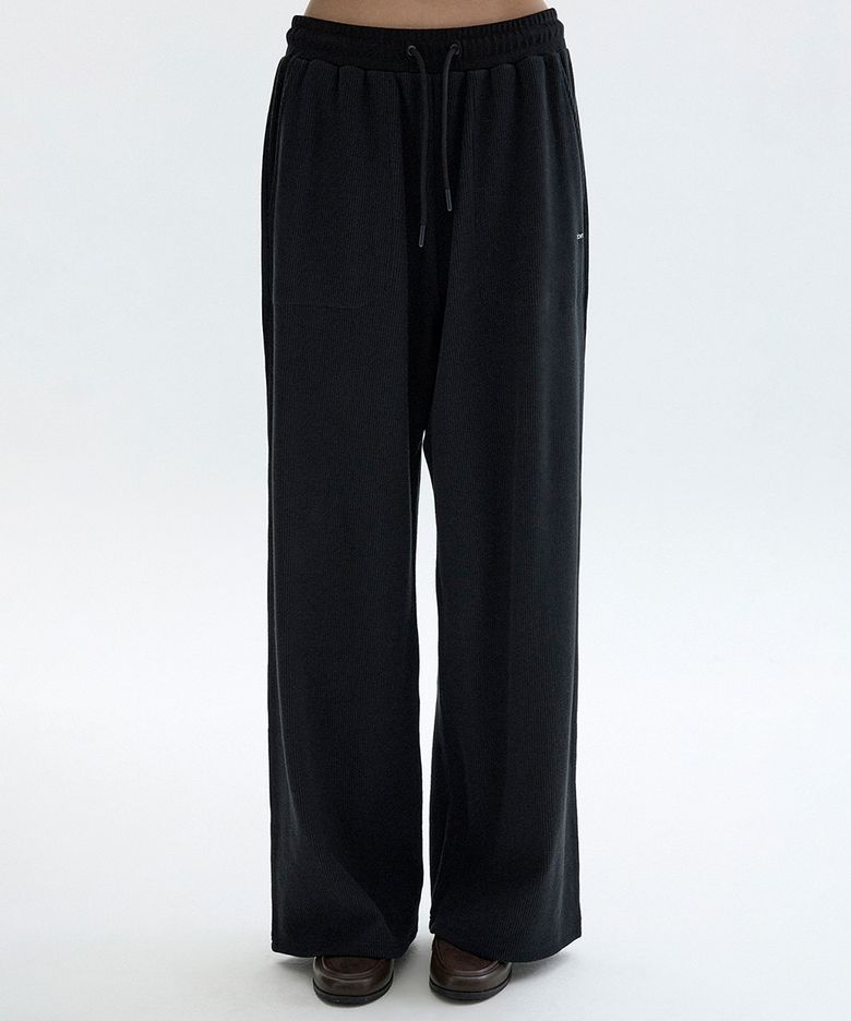 [26FW clove] Waffle Banding Pants (Black)