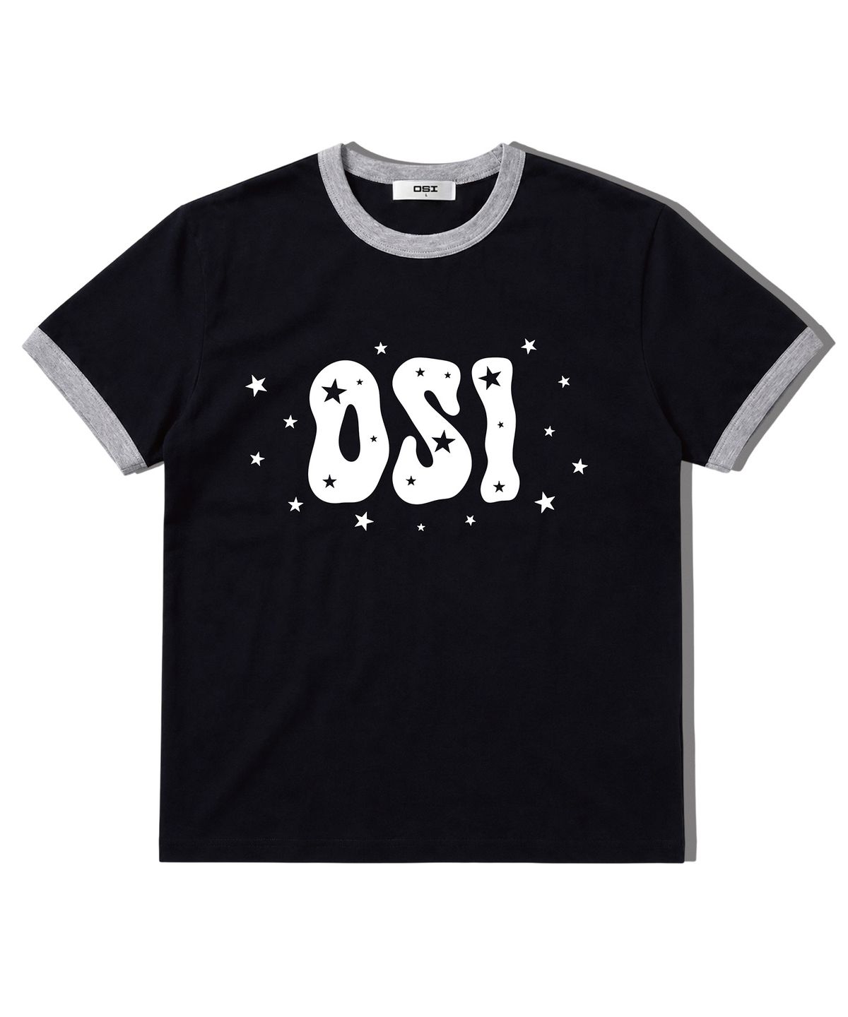 오에스아이(OSI) 세미 머슬핏 링거 티셔츠 스타로고 블랙