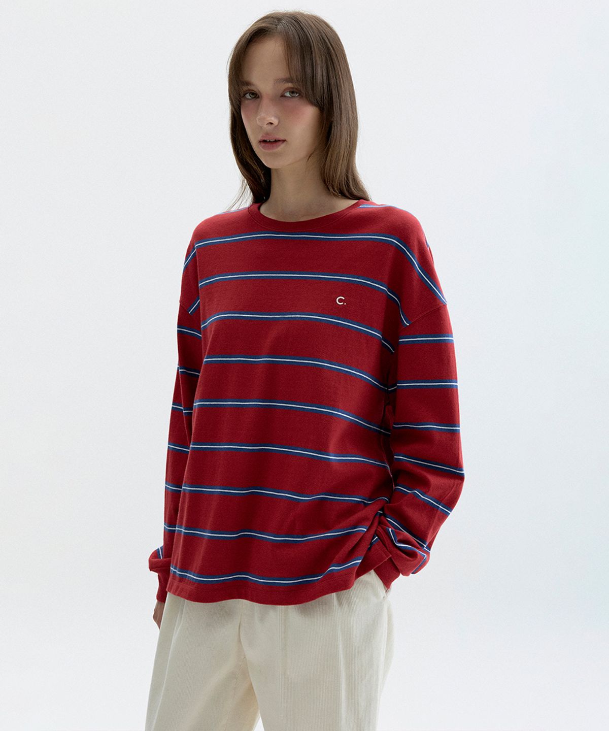 클로브(CLOVE) [26FW clove] Stripe Long Sleeve T-Shirt (Red)