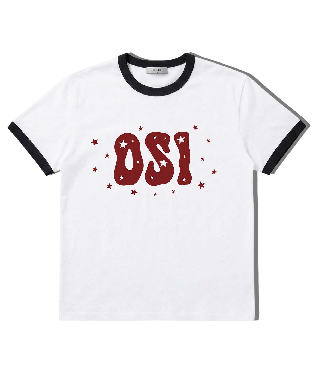 오에스아이(OSI) 세미 머슬핏 링거 티셔츠 스타로고 화이트