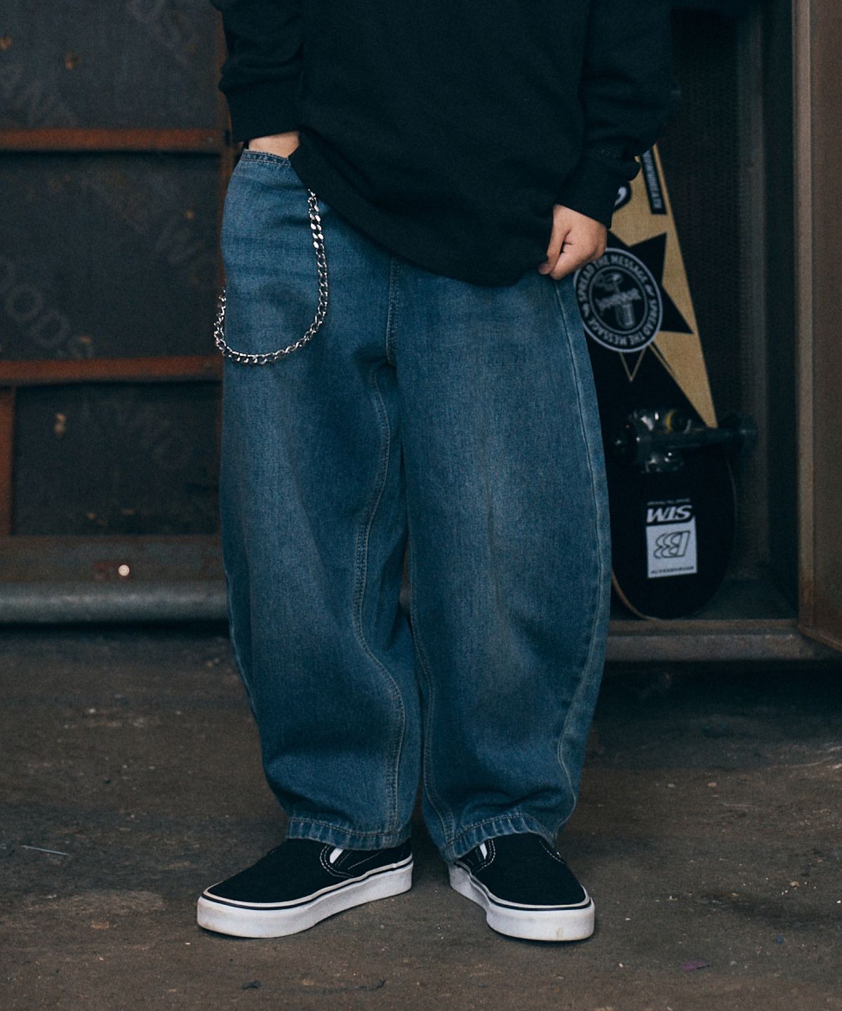 브라운브레스 키즈(BROWNBREATH KIDS) KIDS TAG CURVED DENIM PANTS - BLUE