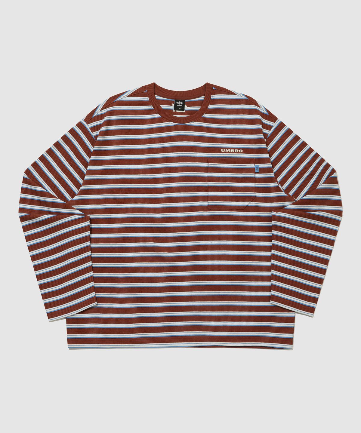 엄브로(UMBRO) 코튼 와플 스트라이프 긴팔 티셔츠 딥레드 UR321CRL93
