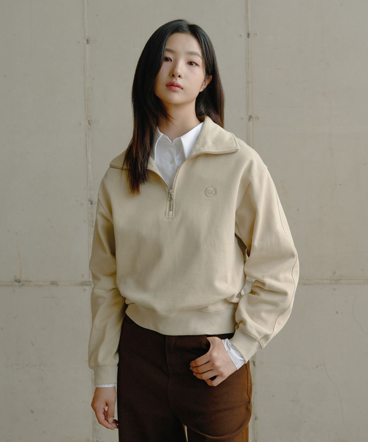 아타(ATA) 아타 클래식 코튼 저지 집업_Sand Taupe