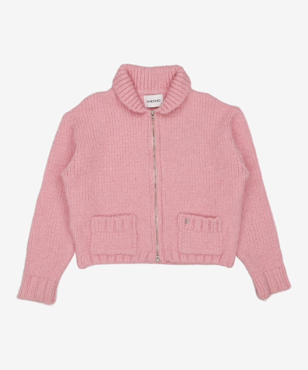 오헤시오(OHESHIO) collar two way zip-up cardigan (Pink) XL
