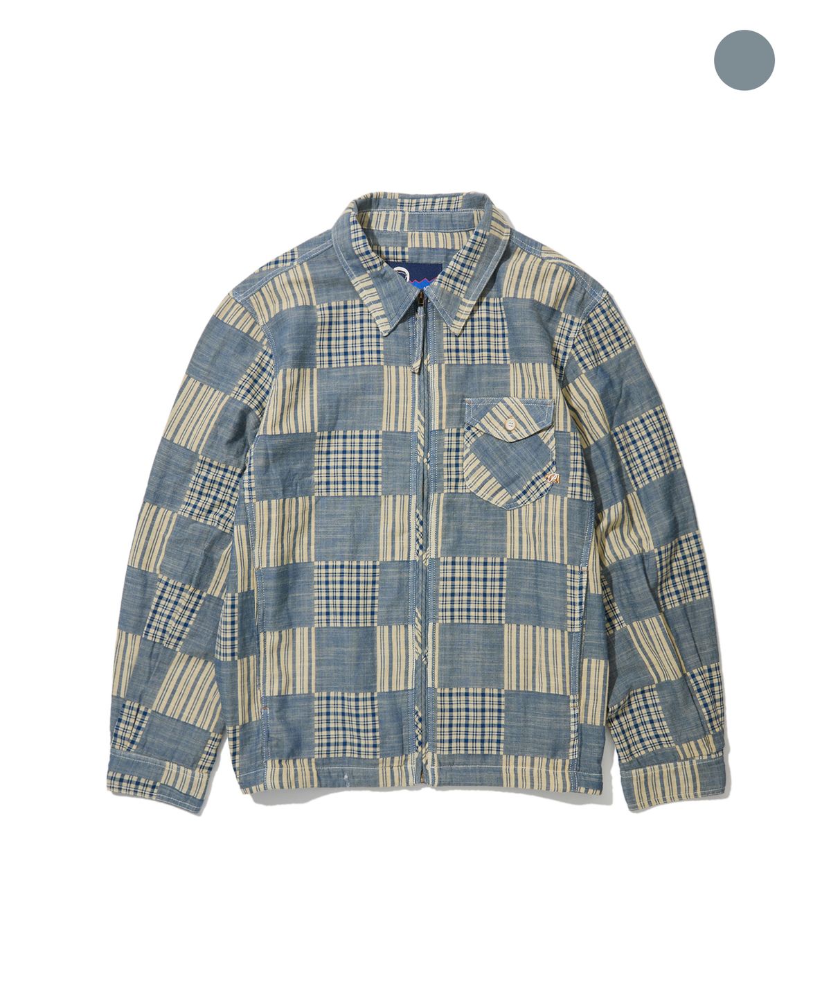 펜필드(PENFIELD) [PF]페이디드 인디고 마드라스 셔츠 집업_FS3WJ11U