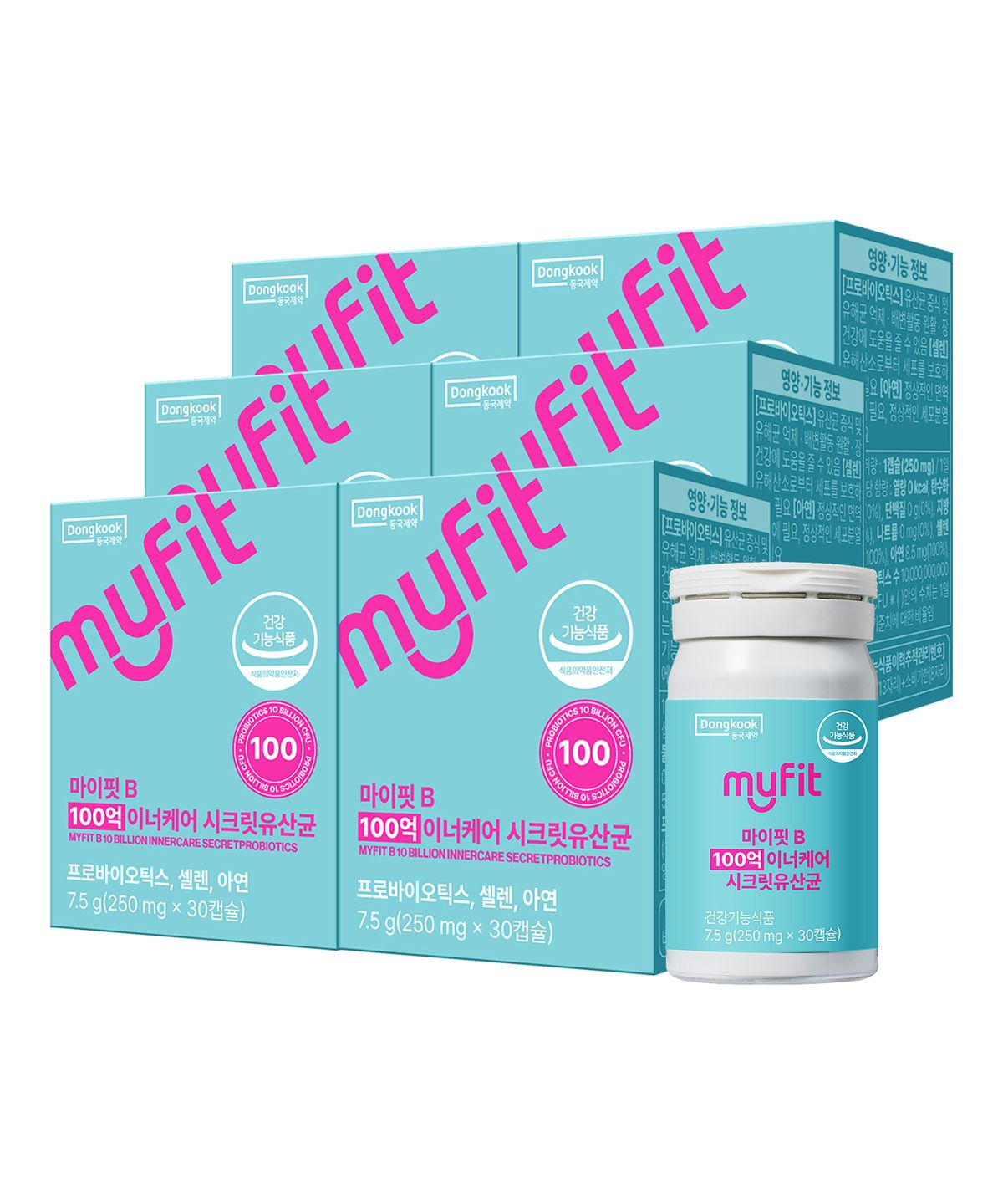 마이핏(MYFIT) 동국제약 100억 이너케어 시크릿 유산균 30캡슐 6박스