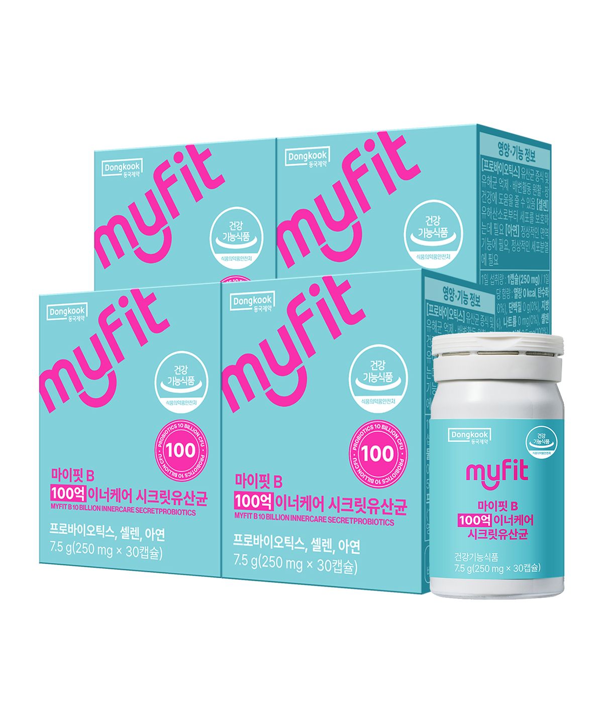 마이핏(MYFIT) 동국제약 100억 이너케어 시크릿 유산균 30캡슐 4박스