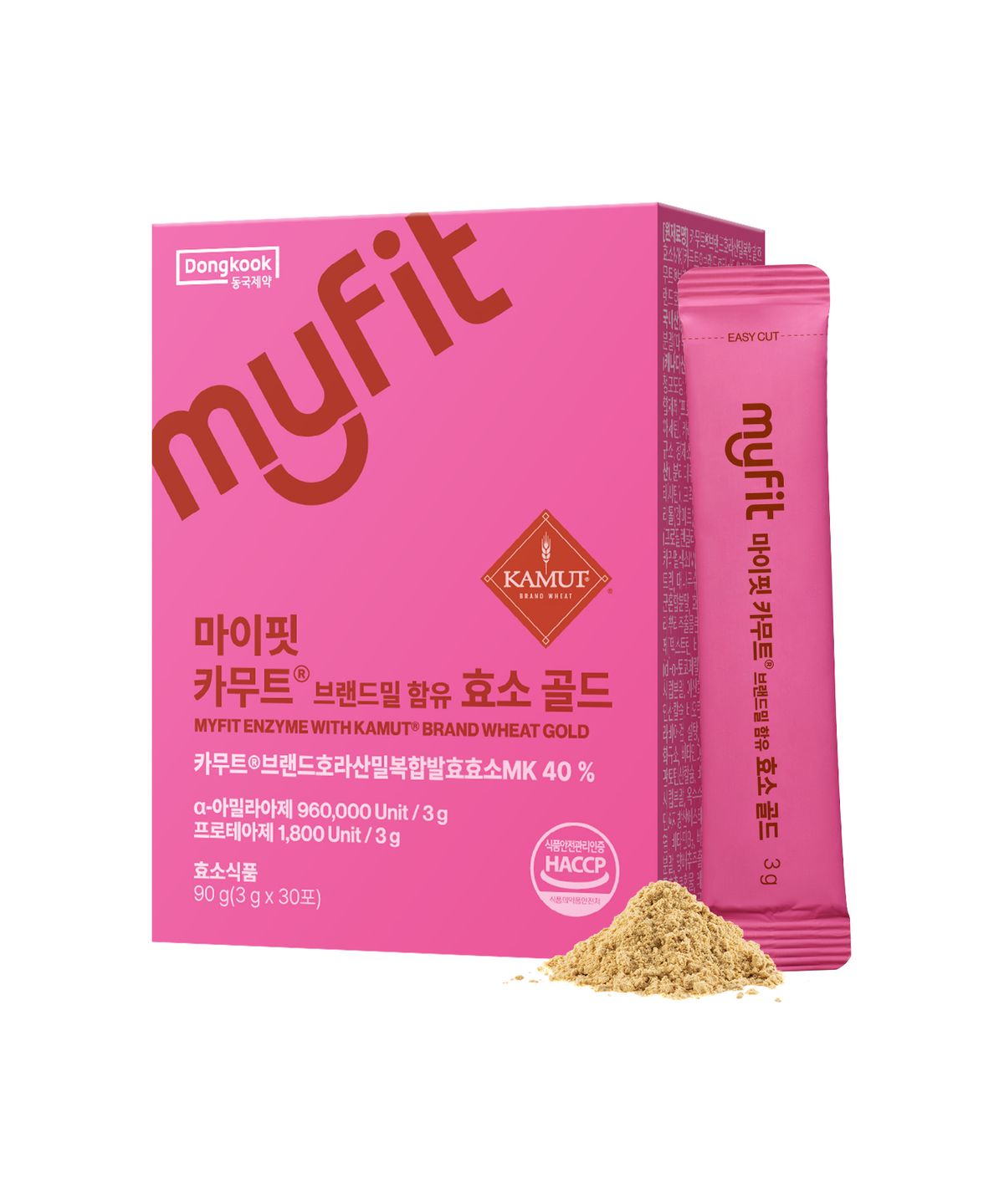 마이핏(MYFIT) 동국제약 정품 카무트 브랜드밀 함유 효소 골드 30포 1박스