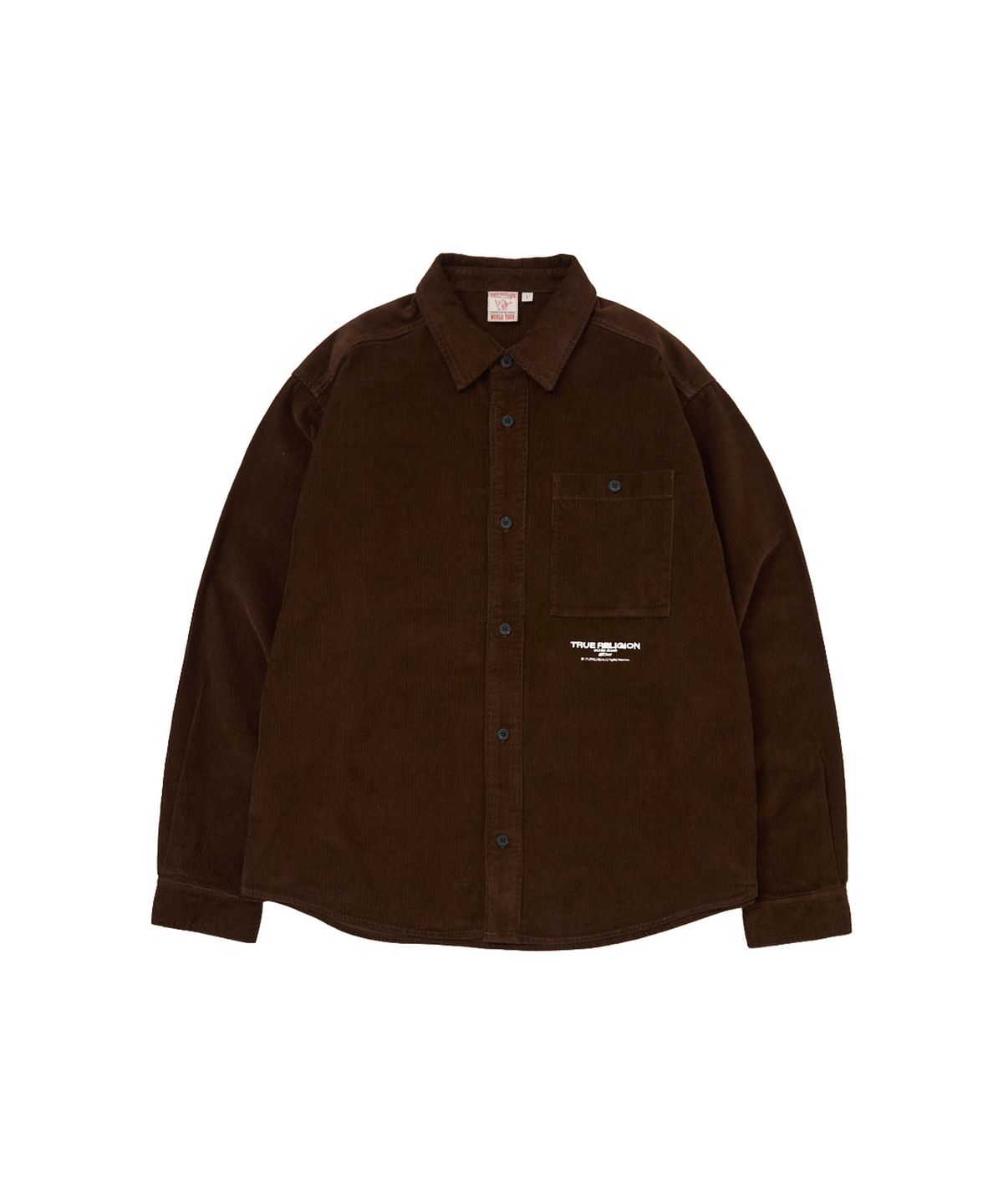 트루릴리젼(TRUERELIGION) Coduroy Single Pocket Shirt (Washed) - WASHED BROWN