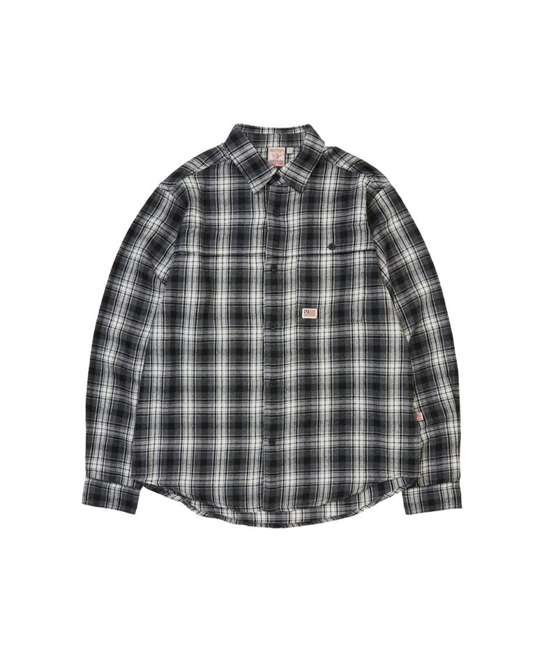Single Pocket Check Shirt (Solid) - BLACK