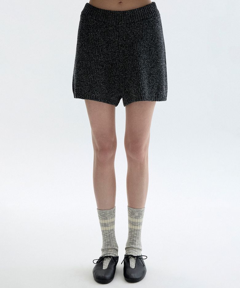 [26FW clove] Textured Rib Knit Shorts (Charcoal Grey)